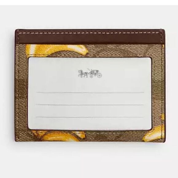 Slim Id Card Case In Signature Canvas With Banana Print Purse Bag Limited - Picture 3 of 8